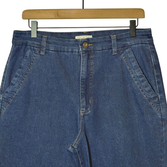 Sophia Jeans by Sophia Vergara Blue Denim Trouser Flare High Rise Jeans Size 12 - Picture 4 of 16